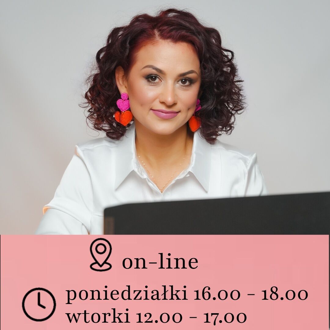 Marta Drewniak podczas konsultacji online — poniedziałki 16:00–18:00, wtorki 12:00–17:00