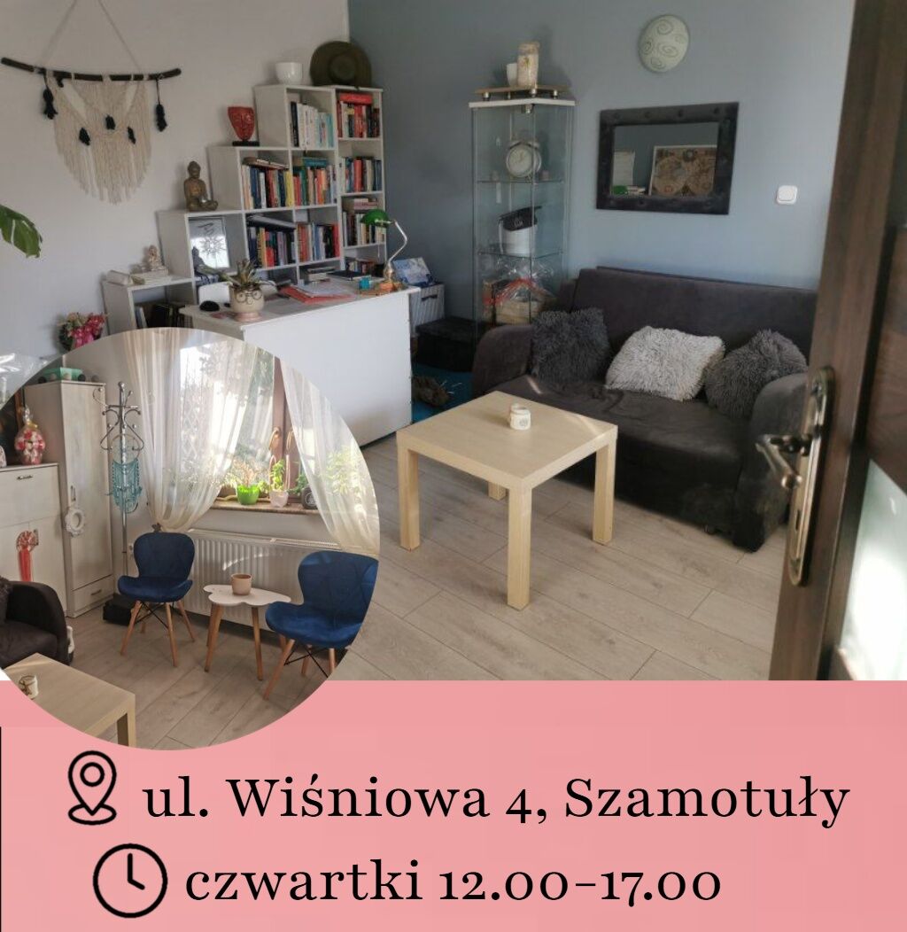Gabinet psychologiczny Marty Drewniak w Szamotułach, ul. Wiśniowa 4 — czwartki 12:00–17:00
